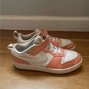 White and Peachy-Pink Low-Top Sneakers with Classic Silhouette